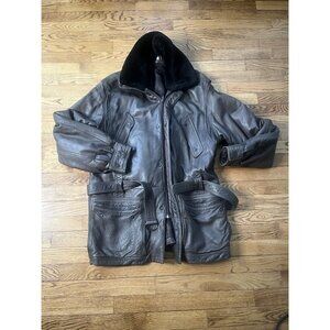 Vintage  Huc of Sweden Leather Jacket Sashed Explorer Brown Coat Mens Size 52